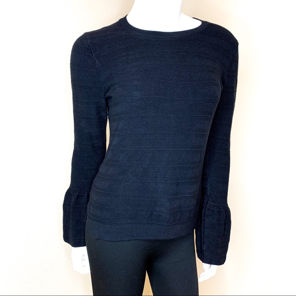 ANN TAYLOR FACTORY Black Bell Sleeve Top
